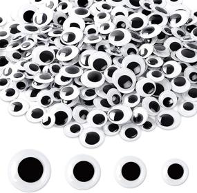 img 4 attached to 👀 UPINS 300 Pcs Large Self-Adhesive Wiggle Eyes - Round Plastic Black Googly Eyes, Sizes 15mm, 18mm, 20mm, 25mm