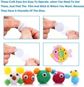 img 2 attached to 👀 UPINS 300 Pcs Large Self-Adhesive Wiggle Eyes - Round Plastic Black Googly Eyes, Sizes 15mm, 18mm, 20mm, 25mm