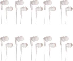 img 2 attached to 🎧 JustJamz Basic Pearl White Headphones: 100 Pack Disposable Earbuds for Kids and Adults - High-Quality Earphones for Ultimate Convenience