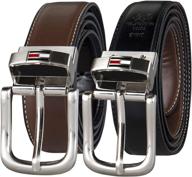 👔 tommy hilfiger reversible brown men's belt dress accessories: stylish and versatile logo