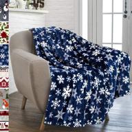 cozy up with the pavilia navy snowflake christmas 🎄 throw blanket: soft, plush, warm winter cabin fleece, 50x60 (navy/white snowflake) logo