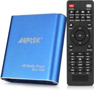 blue mini 1080p full-hd ultra hdmi media player -mkv / rm / mp4 / avi compatible- usb flash drive/hdd and sd card logo