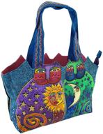 🌌 laurel burch 'celestial felines' medium tote handbag logo