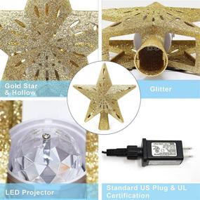 img 1 attached to 🎄 Joiedomi Christmas Tree Toppers: 3D Hollow Gold Star Lighted with Rotating Stars LED Projector – Perfect Xmas Tree Decorations & Holiday Party Indoor Decor