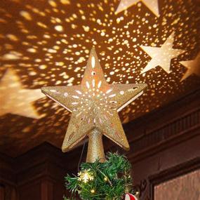 img 3 attached to 🎄 Joiedomi Christmas Tree Toppers: 3D Hollow Gold Star Lighted with Rotating Stars LED Projector – Perfect Xmas Tree Decorations & Holiday Party Indoor Decor
