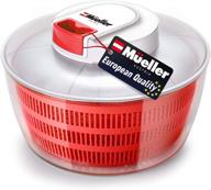 mueller salad spinner and quickchop pull chopper combo - vegetable washing bowl with 🥗 anti-wobble technology, lockable colander basket and lid with pull cord - lettuce washing and drying tool logo