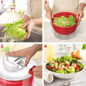 img 2 attached to Mueller Salad Spinner and QuickChop Pull Chopper Combo - Vegetable Washing Bowl with 🥗 Anti-Wobble Technology, Lockable Colander Basket and Lid with Pull Cord - Lettuce Washing and Drying Tool