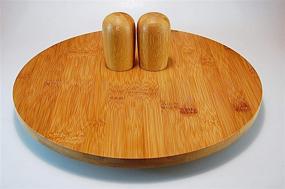 img 4 attached to Carbon-Negative 14-inch Premium Bamboo Lazy Susan, Bamboo Salt and Pepper Shakers, Sustainable Bamboo Wood Combo Bundle