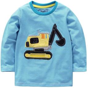 img 3 attached to 🐸 Frogwill Toddler Excavator Cartoon Construction Boys' Tops, Tees & Shirts