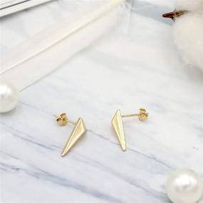 img 1 attached to Stylish 925 Sterling Silver Water Drop Dangle Earrings for Women: Mini Bar, Triangle, Infinity Minimalist Studs