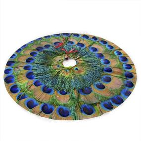 img 4 attached to 🎄 36-inch Rustic Christmas Tree Skirt: Juhucc Peacock Feathers Design for Xmas Decorations, Holiday Party, Indoor/Outdoor Tree Mat – New Year Festive Accessories