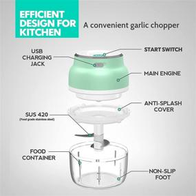 img 1 attached to 🧄 Portable Electric Mini Garlic Chopper - USB Rechargeable Food Processor with 250ml Capacity and Four Blades for Onions, Nuts, Pepper, Ginger, Salad, and Fruits