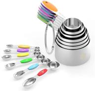 wide range stainless steel measuring cups and magnetic spoons set of 13 - ideal for both dry and liquid ingredients, featuring 7 nesting cups and 6 spoons logo