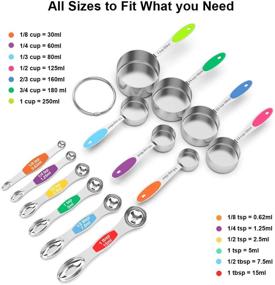 img 3 attached to Wide Range Stainless Steel Measuring Cups and Magnetic Spoons Set of 13 - Ideal for Both Dry and Liquid Ingredients, featuring 7 Nesting Cups and 6 Spoons