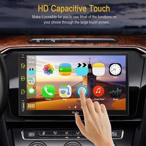 img 1 attached to Премиум 7-дюймовый сенсорный экран Double Din автомагнитола с Bluetooth, Apple Carplay и Android Auto - мультимедийный плеер с камерой заднего вида, AM/FM-радио, голосовым управлением, AUX-входом, Mirror Link