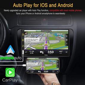 img 3 attached to Премиум 7-дюймовый сенсорный экран Double Din автомагнитола с Bluetooth, Apple Carplay и Android Auto - мультимедийный плеер с камерой заднего вида, AM/FM-радио, голосовым управлением, AUX-входом, Mirror Link