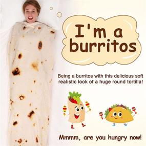 img 1 attached to Mermaker Burritos Tortilla Blanket 2.0: Double Sided 71 Inches, Giant Funny Realistic Food Throw Blanket for Adults and Kids - Yellow Blanket-Double Sided