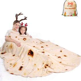 img 4 attached to Mermaker Burritos Tortilla Blanket 2.0: Double Sided 71 Inches, Giant Funny Realistic Food Throw Blanket for Adults and Kids - Yellow Blanket-Double Sided