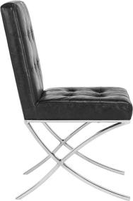 img 2 attached to 🪑 Safavieh Home Walsh Black Faux Leather Side Chair with Chrome Tufted Frame