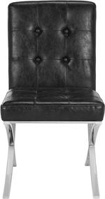 img 3 attached to 🪑 Safavieh Home Walsh Black Faux Leather Side Chair with Chrome Tufted Frame