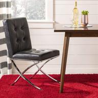 🪑 safavieh home walsh black faux leather side chair with chrome tufted frame логотип