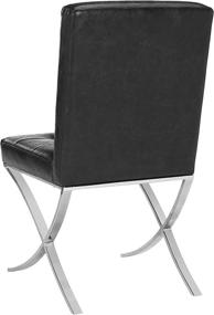 img 1 attached to 🪑 Safavieh Home Walsh Black Faux Leather Side Chair with Chrome Tufted Frame