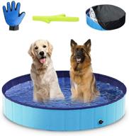 🐶 quazard foldable dog pool 4 piece pack: collapsible, non slip & portable – perfect for large dogs, pets, and children! includes toy, cover & cleaning glove логотип