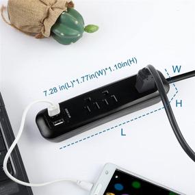 img 2 attached to 🔌 SGS ListED USB Power Strip Surge Protector: настенный розетка с длинным удлинителем, 3 розетки 2 USB-порта 2,4A - идеально подходит для домашнего офиса (1 упаковка 6 футов, черный)