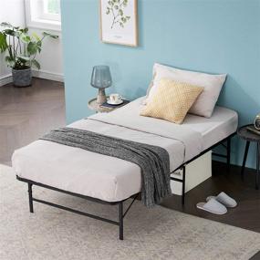 img 3 attached to Базовая рама для кровати VECELO Twin Metal Foldable Platform Bed Frame 🛏️ - Не требует использования подкладного матраса, бесшумная и легко собирается.