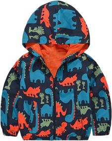 img 4 attached to KISBINI Cartoon Dinosaur Outdoor Windbreaker Boys' Clothing : Jackets & Coats