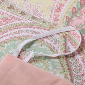 img 1 attached to 🌸 Pink Paisley Queen Size Duvet Cover Set - ABREEZE Boho Damask Quilt Cover Set - Luxury 1000 Thread Count Egyptian Cotton Bedding - Button Closure - Super Soft Boho Printed Design - Girls Bedding, 3pcs