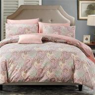 🌸 pink paisley queen size duvet cover set - abreeze boho damask quilt cover set - luxury 1000 thread count egyptian cotton bedding - button closure - super soft boho printed design - girls bedding, 3pcs logo