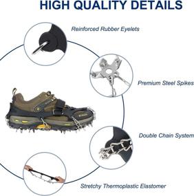 img 3 attached to 👟 Enhance Your Grip and Safety with MIRACOL Ice Cleats: 19 Anti-Slip Stainless Steel Spikes for Boots, Shoes, Hiking, Walking, Jogging, and Mountaineering - Suitable for Men, Women, and Kids