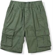 🩳 comfort meets functionality: elastic waistband cotton multi pockets shorts for boys' clothing logo