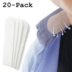 img 4 attached to 20 Pack COSCOD Disposable Collar Protector Sweat Pads - White Collar Grime, Self-Adhesive Neck Liner Pads for All-Day Freshness, Invisible Protection Against Collar Sweat & Stains for Hats and Caps