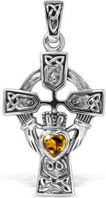 img 4 attached to 🍀 Sterling Silver Celtic Cross and Claddagh Heart Pendant by WithLoveSilver: A Timeless and Symbolic Piece