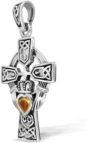 img 2 attached to 🍀 Sterling Silver Celtic Cross and Claddagh Heart Pendant by WithLoveSilver: A Timeless and Symbolic Piece