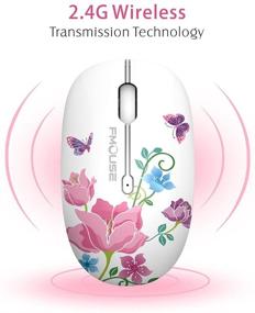 img 2 attached to 🦋 TENMOS M101 Cute Wireless Mouse - Silent Computer Mice with USB Receiver | 2.4G Optical Wireless Travel Mouse | 1600 DPI | Compatible with Laptop, Notebook, PC, Computer - Butterfly Design