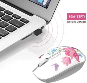 img 1 attached to 🦋 TENMOS M101 Cute Wireless Mouse - Silent Computer Mice with USB Receiver | 2.4G Optical Wireless Travel Mouse | 1600 DPI | Compatible with Laptop, Notebook, PC, Computer - Butterfly Design