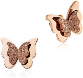 img 4 attached to 🦋 Stunning WDSHOW 18k Rose Gold Butterfly Stud Earrings and Necklace Set for Women
