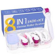 💆 revolutionary derma roller 8 in 1 kit: stimulate hair growth, rejuvenate face & body with titanium microneedling roller set and 7 replacement heads logo