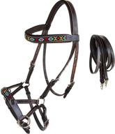 🐴 77rt06 horse western leather tack - beaded bitless sidepull bridle reins logo