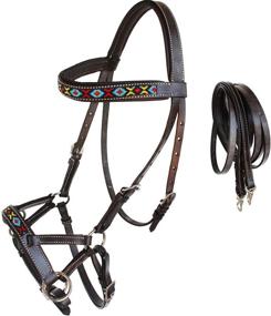 img 1 attached to 🐴 77RT06 Horse Western Leather Tack - Beaded Bitless Sidepull Bridle Reins