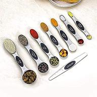 🥄 edelin magnetic measuring spoons set, dual sided stainless steel, space-saving design, 8-piece engraved scale letter set - perfect for spice jars logo