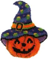 🎃 halloween pumpkin hat latch hook kits diy crochet yarn kits, lapatain embroidery hook rug kit needlework sets cushion for kids or adults home decor 20.5x15inch logo