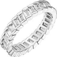 💍 pavoi 14k gold plated baguette cut cubic zirconia eternity bands for women with enhanced seo logo