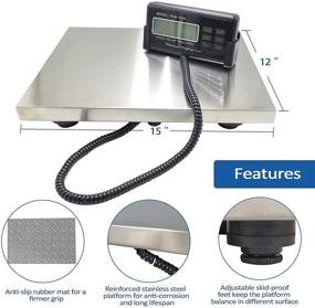 img 2 attached to 🐾 440lbs Livestock, Pet, and Vet Scale - Digital Stainless Steel Platform for Electronic Postal Shipping, Industrial Floor, and Heavy Duty Dog Weighing - SurmountWay