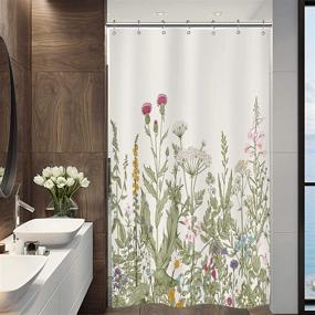 img 3 attached to Riyidecor Stall Wildflower Small Half Shower Curtain 36Wx72H - Farmhouse Floral Vintage Decor Water-Resistant Polyester Bathroom Window Curtain with 7-Pack Hooks