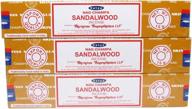 🕉️ pack of 3 satya sai baba nag champa sandalwood incense sticks boxes, 15gms each | handrolled in india | aromatic natural fragrance for prayers, meditation, yoga, peace, and positivity логотип