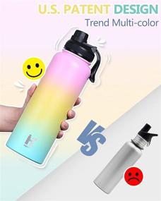 img 1 attached to HAPHOM Insulated Stainless Steel Water Bottle - 37oz - Wide Mouth, Leak Proof, BPA Free - Ideal for Gym & Outdoor Activities - Mashmellow Pink